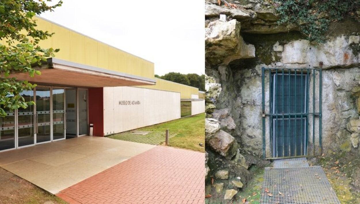 A la izquierda, la entrada al Museo, a la derecha, la entrada a la cueva original