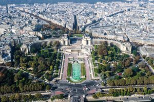 Vista aérea de Trocadéro desde la Torre Eiffel de París