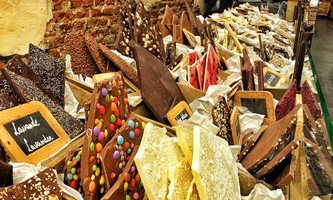 Una tienda de chocolate belga en Bruselas
