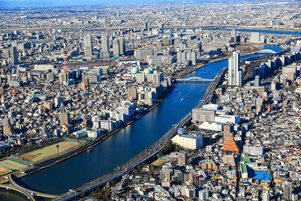 Vista del río Sumida desde la Tokyo Skytree