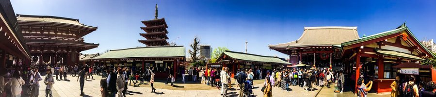 Panorámica del templo Sensoji en Asakusa, Tokio
